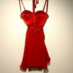 Vintage Bebe Red Silk Dress